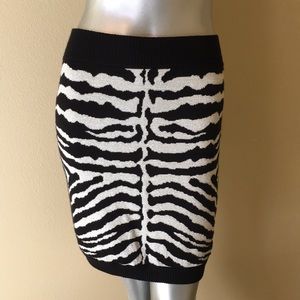 MILLY Metallic Zebra Animal Pattern Knit Skirt